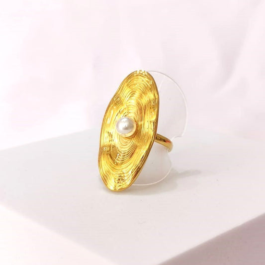 Maxi anillo de óvalo con perla - Mariana Osorno Joyería