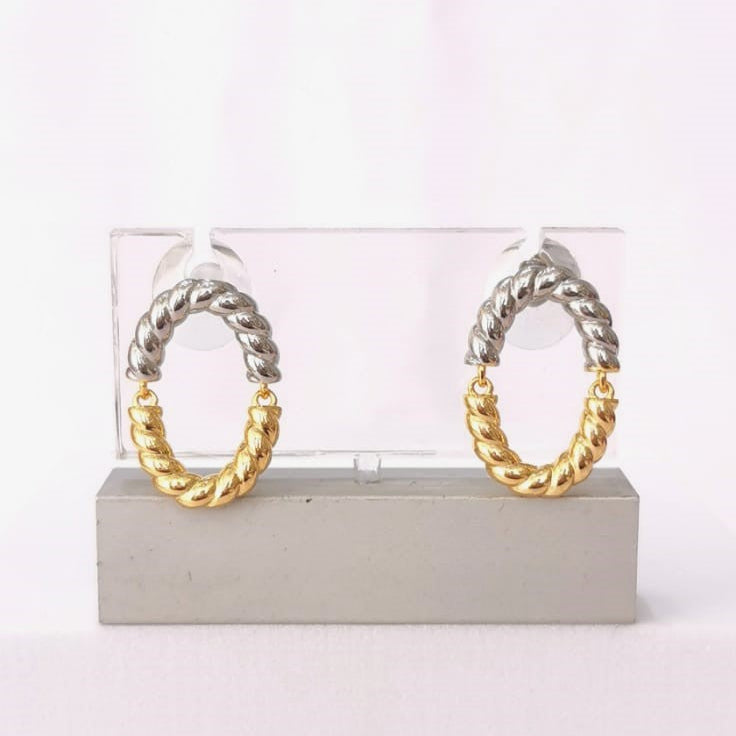 Aretes óvalo bicolor - Mariana Osorno Joyería