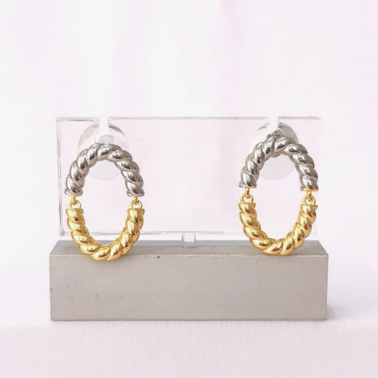 Aretes óvalo bicolor - Mariana Osorno Joyería