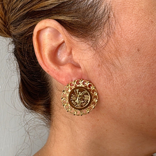 Aretes de moneda medianos - Mariana Osorno Joyería