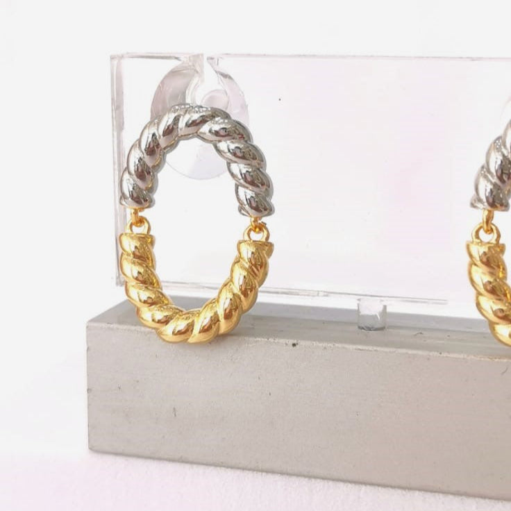 Aretes óvalo bicolor - Mariana Osorno Joyería
