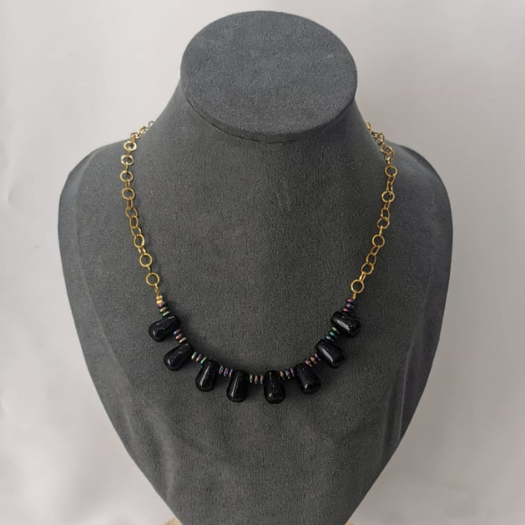 Collar con gotas de venturina y hematita - Mariana Osorno Joyería