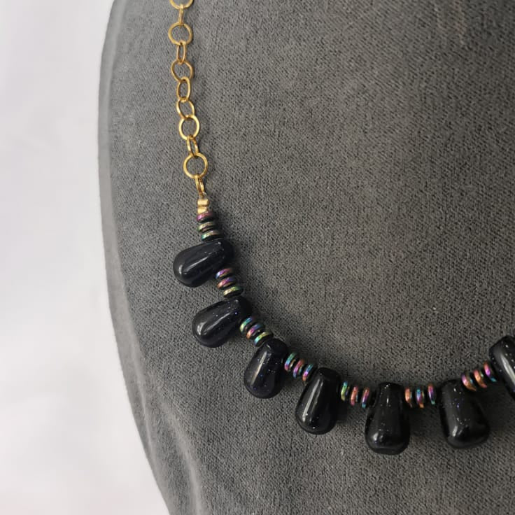 Collar con gotas de venturina y hematita - Mariana Osorno Joyería