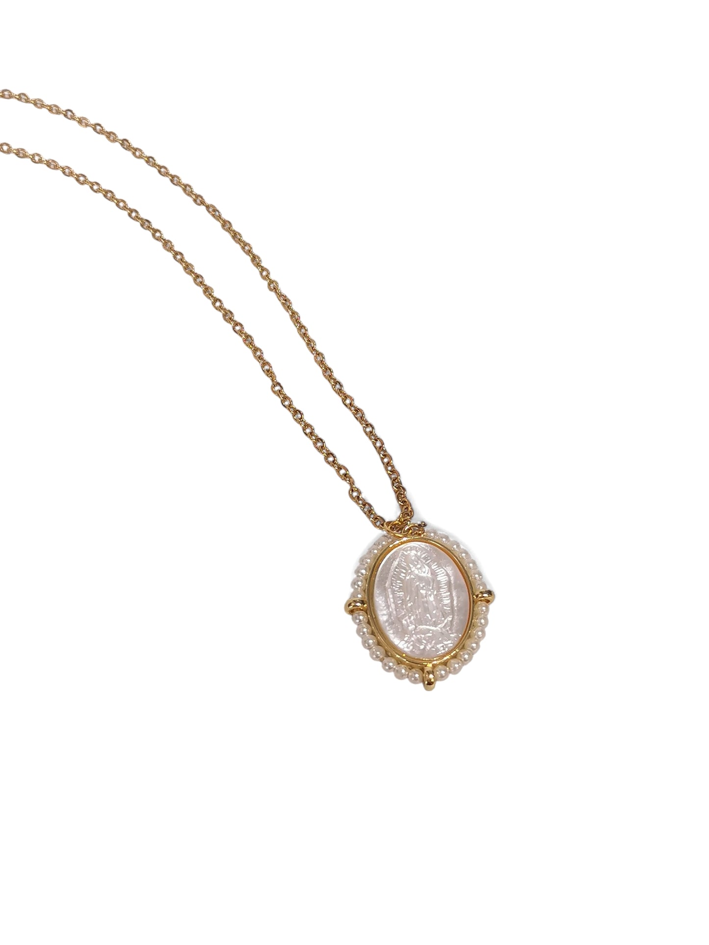 COLLAR VIRGEN CON PERLA BORDADA - Mariana Osorno Joyería