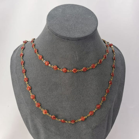 Collar de lunetas de esmalte rojas con cerradura en Q - Mariana Osorno Joyería