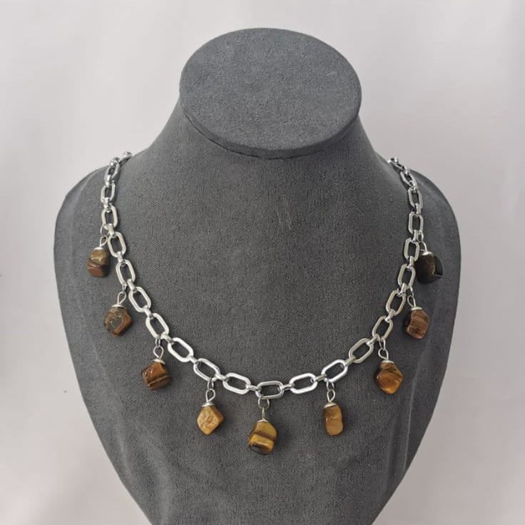 Collar maxi cadena con piedras colgantes - Mariana Osorno Joyería