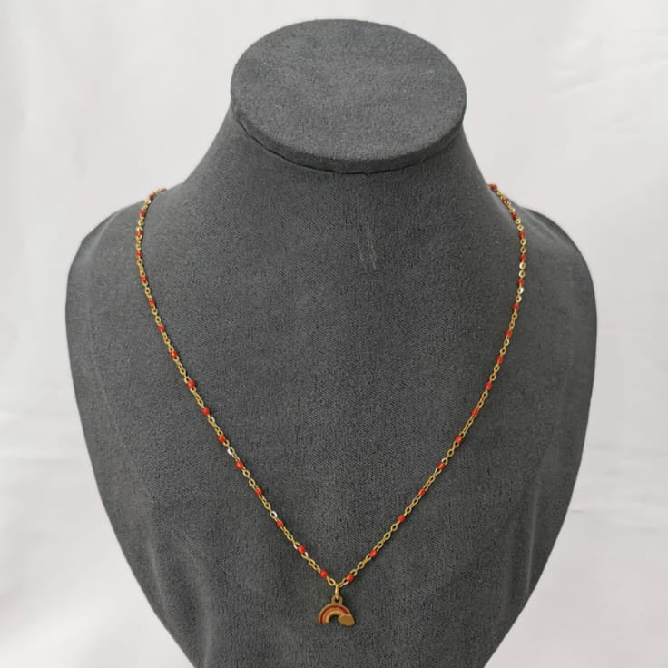 Collar de cadena con esmalte y dije de arcoiris - Mariana Osorno Joyería