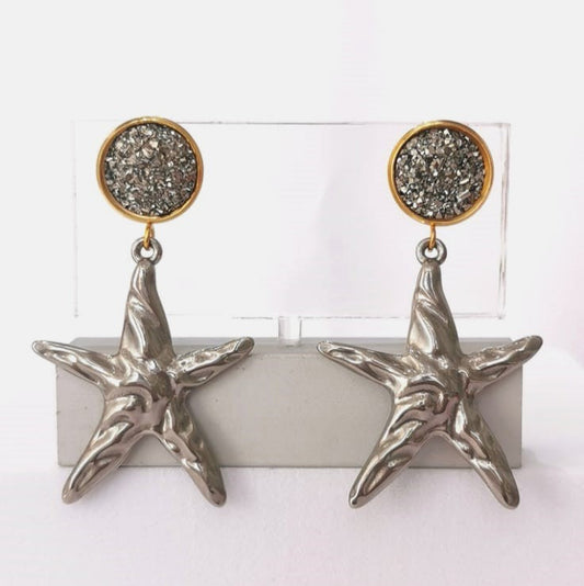 Aretes estrella plata