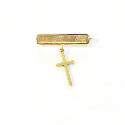 Broche de cruz con placa mate