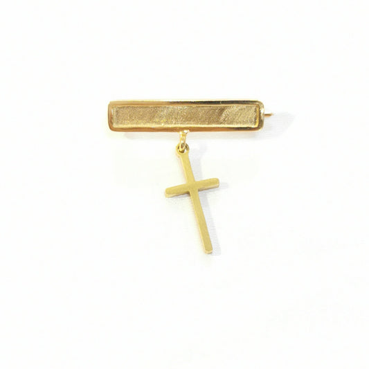 Broche de cruz con placa mate