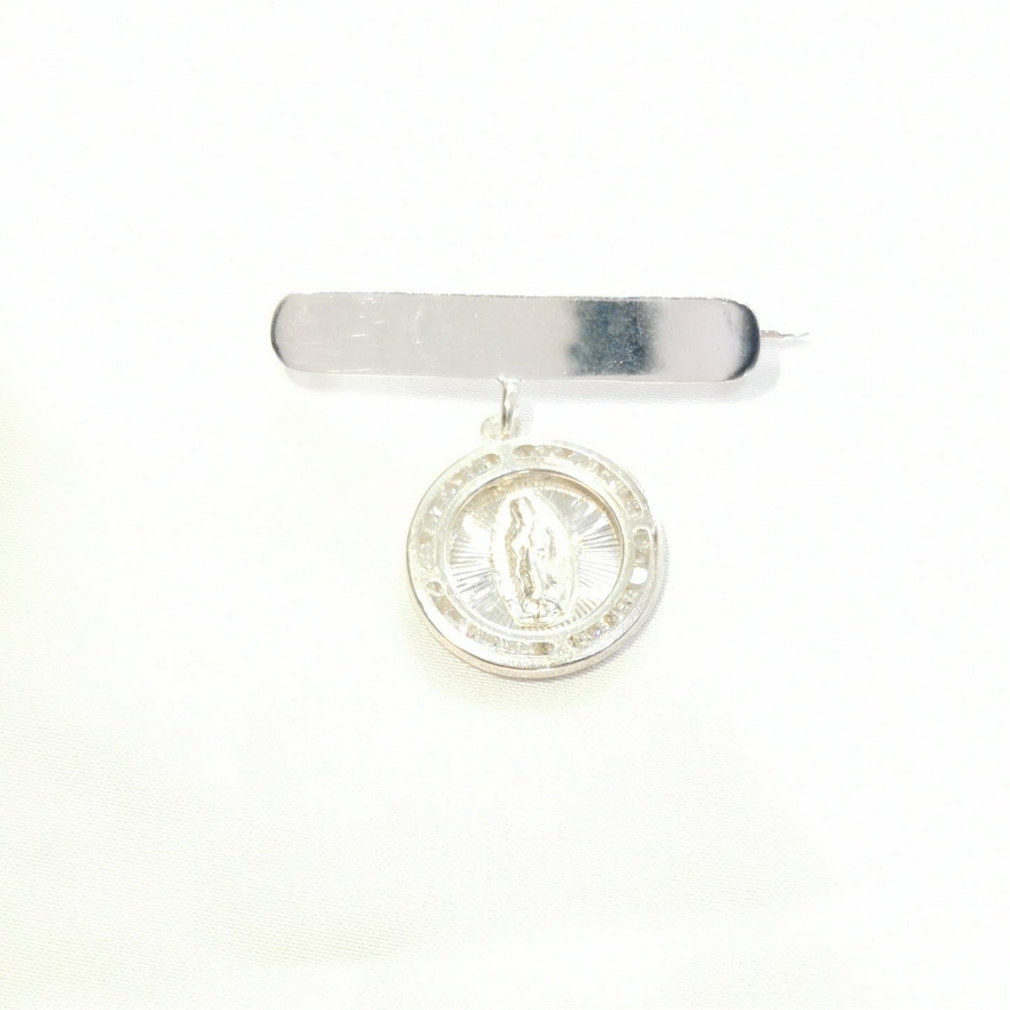 Broche virgen placa plata con zirconias