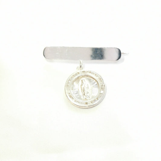 Broche virgen placa plata con zirconias