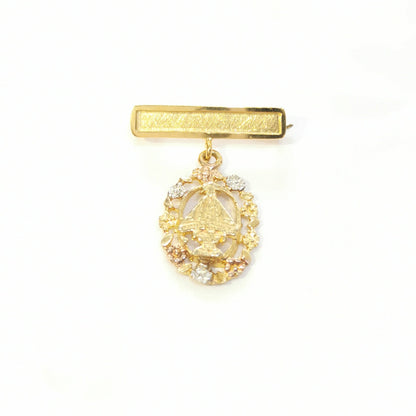 Broche de cruz con placa mate