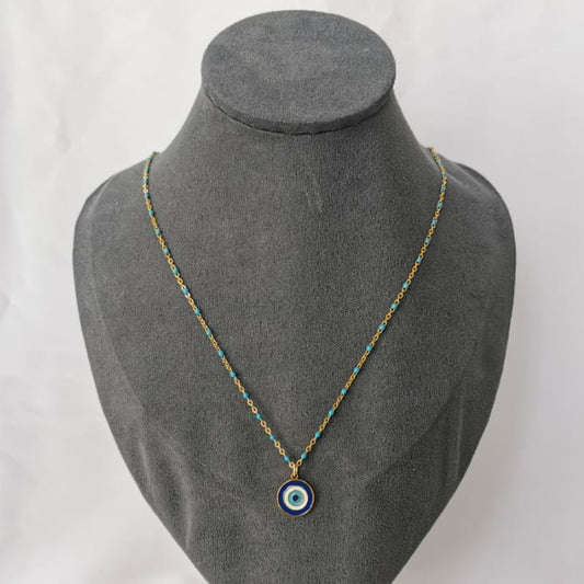 Collar de cadena con esmalte y dije de ojo turco - Mariana Osorno Joyería