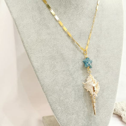 Collar con caracol y estrella de cerámica