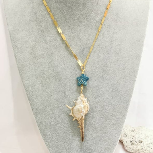 Collar con caracol y estrella de cerámica