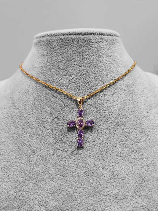 COLLAR CRUZ MORADA