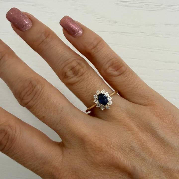 ANILLO FLOR DE ZAFIRO - Mariana Osorno Joyería