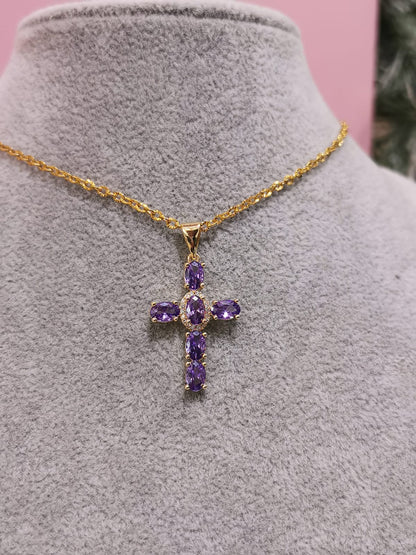 COLLAR CRUZ MORADA - Mariana Osorno Joyería