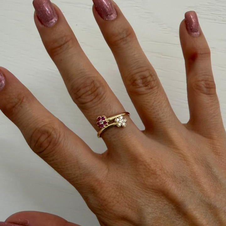 ANILLO DOBLE FLOR - Mariana Osorno Joyería