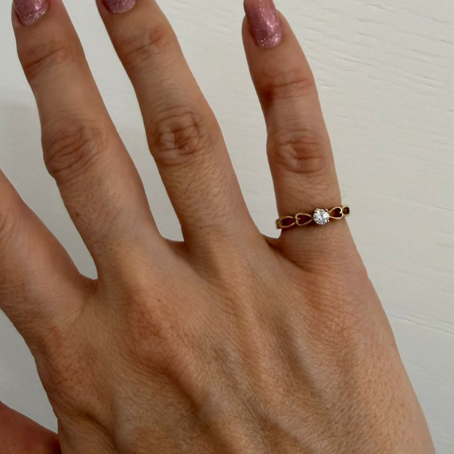 ANILLO CORAZON CALADO MINI RING - Mariana Osorno Joyería
